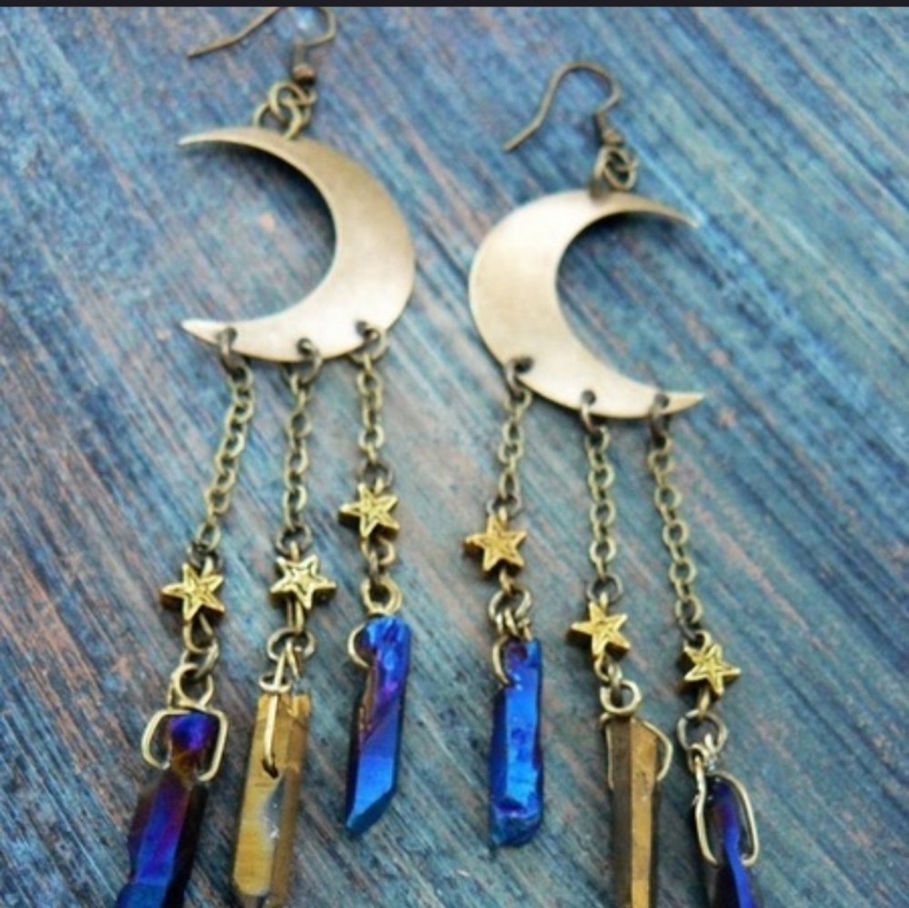 Moon Earrings Atlantis( Handmade) ๐ - Picture 4 of 8